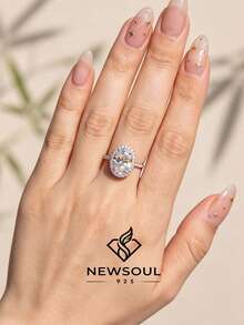 1 pièce Bague de fiançailles, bague de mariage, bague de promesse pour femme en argent sterling S925 de 3 carats, bague éternelle, cadeau de bijoux exquis - Argent - Voir 6