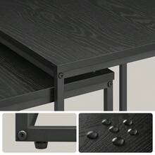 Aseto Set Of 2 Rectangular Coffee Tables Nesting Side End Table Wood Large & Small Nightstand Bedside Board Unit Desk Furniture Decor Living Room Bedroom Home Office Apartment Center Tea Tray Stackable Dual Countertop Multi Color - Black - View 4