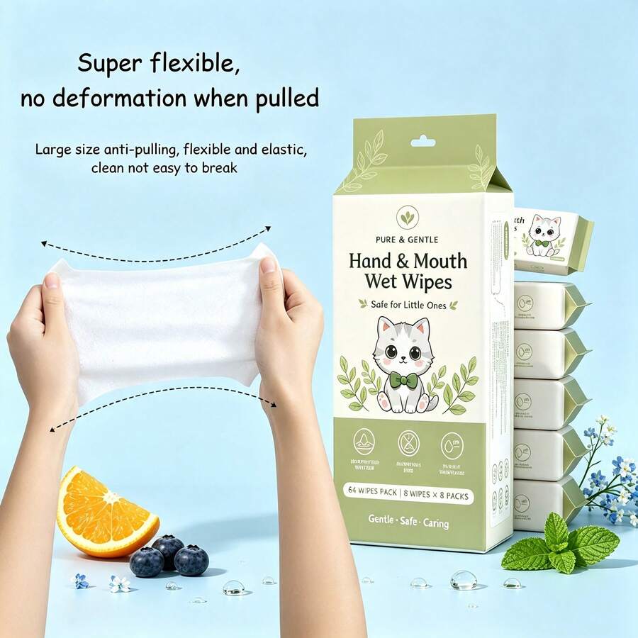 Tisu Basah Pembersih Air Murni yang Lucu, Tisu Basah Portabel dari Kain Non-Woven Kemasan Kecil untuk Pelajar. - Beraneka warna - View 1