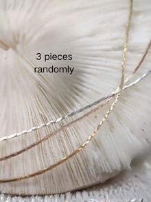 Approx. 3pcs Random Mixed Fine Snake Bone Metal Chain Accessories, Available In Gold, Rose Gold, And Silver Tones, Thin And Lightweight Chain Body With Delicate Faceted Sparkle, Minimalist And High-End Texture, Suitable For Exquisite And Subtle Decorative Matching - Multicolor - View 4