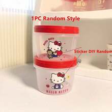 SANRIO Cute KT Cartoon Print 500ml PP5 Storage Jar With Red Screw Lid, Airtight Leakproof Fresh-Keeping Food Container, Reusable Box For Fruit Snack Meal Prep Kitchen Office, Ideal Gift For Cartoon Fans(Sticker DIY) - Multicolor - View 12
