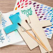 Wooden Cross Ornaments 10Pack – Unfinished Blank Tags For Craft Projects Creative Decorations & Art Supplies - Default - View 9