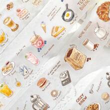 1pc Tea Time Roasted Aroma Coffee House Planner PET Glitter Washi Tape Stickers Decorative Collage Background Material - Multicolor - View 5