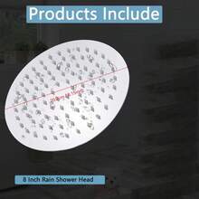 1 pièce Pomme de douche ronde de 8 pouces, pivotante à 360°, large couverture, buses en silicone faciles à nettoyer, pomme de douche de salle de bain suspendue, pomme de douche uniquement - rond - Voir 2