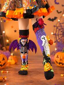 1 Pair Halloween Kids Funny Quirky Over-The-Knee Socks, Dark Gothic Style, 3D Decor, Comfortable And Durable, Suitable For Halloween, Festivals, Parties, Performances, Gatherings - Multicolor - View 3