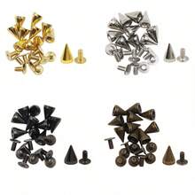 10/30/50/100/200個 DIY 錐形鉚釘 龐克金屬銀色金色雙帽螺絲背鉚釘圓釘，適用於衣物、鞋子、包包、衣領配件 - 彩色 - 查看 10