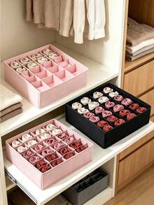 2pcs Foldable Drawer Storage Boxes, Wardrobe Storage Boxes, Suitable For Clothes, Socks, Underwear, Ties (Gray 24-Grid), Fabric Socks Drawer Storage Boxes, Multi-Compartment Underwear Storage Boxes, Foldable Wardrobe Storage Bins, Suitable For Socks, Underwear, Bras, Ties, Underwear - Multicolor - View 7
