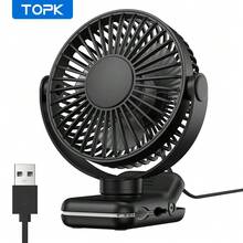 TOPK USB Clip-On Desktop Fan, Brushless Motor, Quiet Powerful Airflow, Strong Clip Ensures Secure Attachment, Stylish Design, Portable Cooling, High-Quality Structure, Mini Portable Personal Fan Suitable For Bedroom And Office - Multicolor - View 16