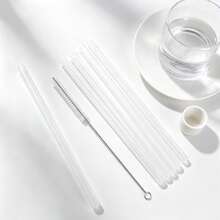 6pcs Replacement Straws, Compatible With 24/32oz Water Bottles, Reusable Plastic Straws With Cleaning Brush, Suitable For Insulated Stainless Steel Tumbler Accessories (Clear) - Clear - View 2