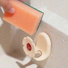 1pc Floral Suction Cup Sponge Holder - Multi-Functional Kitchen Storage Box, No Drilling, No Traces, Sturdy And Durable, High Load-Bearing Hook Suitable For Sponges, Spoons And Spatulas, With Drainage Hook, Durable Plastic, Perfect For Pot Lid Storage, Kitchen Sink Sponge Rack - Multicolor - View 9