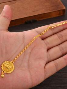 1pc Women's Classic Hollow Jewelry Headchain, Golden Color Jewelry For Party, African Bride Wedding Jewelry Gift, Hair Accessories For Women,Summer,Holiday,Travel - Golden - View 2