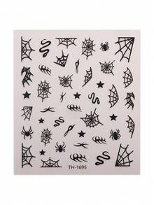 4 Sheets Luminous Glow‑In‑The‑Dark Halloween Nail Stickers For Women, Spider Web Bat Snake Gothic Design, Salon Effect DIY Manicure Decor - Multicolor - View 9