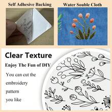 Stick & Stitch Water-Soluble Wash-Away Embroidery Transfer Paper, Pre-Printed Delicate Mixed Wildflower Leaf Plant Fine Line Art Pattern, Suitable For Hand Sewing - A079 - View 8