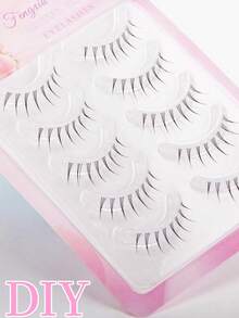 High Rating 5 Pairs Cartoon/Fairy/K-Pop Girl Group Eyelashes - C Curl, Transparent Stem, 6-9mm Length, DIY Lightweight Soft Comfortable, Instantly Enlarges Eyes. Beginner Friendly, Easy To Use, Saves Makeup Time. Suitable For (Daily/Party/Ball/Various Occasions) Gift For Family, Girlfriend, Best Friend. Holiday Gift - Black - View 6