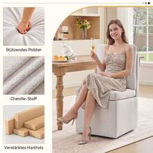 Multifunctional Dining Chair Grey Chenille - 灰色 - 查看 6