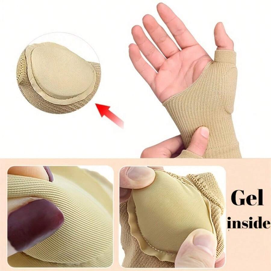 Compression Wrist Support Gloves, Gel Silicone Tape, Ribbed Texture, Enhanced Grip, Thumb Stability - Multicolor - View 1