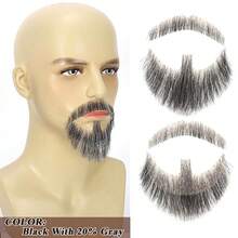 Fake Beard& Mustache, Men's Realistic Invisible Lace False Facial Hair | 100% Human Hair, Hand-Tied On Breathable Lace. Natural Facial Hair For Cosplay, Theater & Daily - Multicolor - View 13