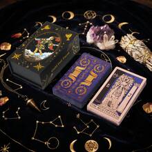 Kartu Tarot Waite Edisi Mewah 78 Kartu Holografik Laser Kelas Kolektor dengan Kotak Penyimpanan Keras dan Buku Panduan - MultiWarna - View 2