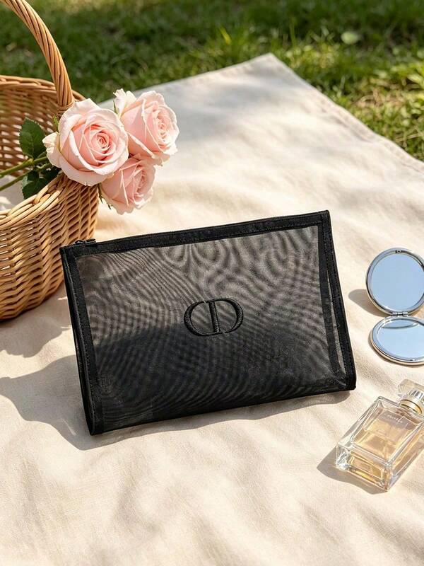 Dior Fashionable Makeup Bag, Handheld, Bathroom Storage Bag, Large Capacity For Travel