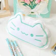 1 pieza Estuche de lápiz de gato de peluche blanco, caja de papelería de gran capacidad, bolsa cuadrada pequeña portátil, portallápices para estudiantes, bolsa de papelería de estilo lindo, bolsa de maquillaje para mujeres, estuche de lápiz escolar, bolsa de almacenamiento multifuncional linda, estuche de lápiz, vuelta a la escuela, suministros de aprendizaje - A - Ver 4