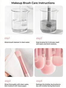 OEIEZ 8pcs Dual-Ended Multi-Function Makeup Brush Set With Gift Box, Suitable For Foundation, Liquid/Powder/Concealer/Cream/Blush Blending, Gift For Girls And Women, Gray Rose Color - Pink - View 11