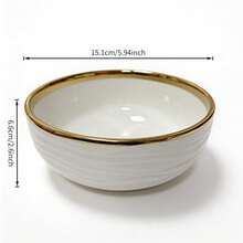 YOLIFE 2/3/4/5/6pcs 4.5in Ceramic Bowl Set, Elegant Luxury Gold Rim Design, Kitchen Accessories, Pasta Bowl, Rice Bowl, Breakfast Bowl, Suitable For Serving Hot Noodles, Rice, Great For Home, Restaurant, Party Use, Ideal Mother's Day Gift - Multicolor - View 8