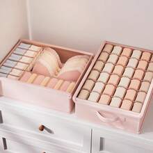 Pink Divided Underwear Storage Box, Foldable Closet Clothing Organizer, 3-In-1 Underwear Storage Bin, Suitable For Closet Underwear, Socks, Ties, Scarves, Drawer Storage, Bedroom Closet Storage, Home And Back To School Essential Accessory - View 3