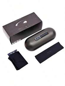 1 buah Kotak Kacamata Keras Tekstur Serat Karbon Oakley, Kotak Penyimpanan Kacamata Mewah Tahan Guncangan, Hadiah Aksesori Desainer OAKLEY-GIFT-5 - Hitam - View 3