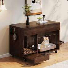 Cat Tree With Cat Mat, Cat Furniture, Pet Cabinet With Rattan Drawer, Pet Sideboard/TV Stand, No Cat Box, White, 120x50x65 - Single Door, 100*45,5*67 cm - View 3