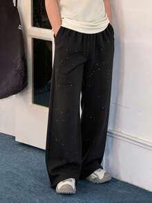 Teen Boys Streetwear Galaxy Print Wide Leg Sweatpants Relaxed Fit - Black - View 6
