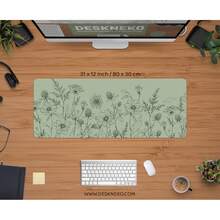 Sage Green Large Floral Mouse Pad, Minimalist Bohemian Style Extended Desk Mat, Cute Simple Soft Wrist Support Mouse Pad - Mouse Pad - View 2