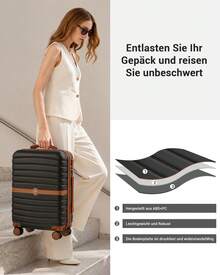 Kabinengröße Koffer 20/24/28 Zoll – ABS+PC Hartschalenkoffer mit TSA-Schloss & 360° Rollen, Handgepäck & Aufgabegepäck, für Damen, Herren, Familie, Studenten, Reisen & Urlaub – auch als 3-teiliges Gepäckset - Schwarz - Übersicht 5