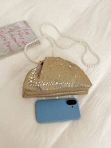Fashionable Elegant Solid Color Clasp Mini Crossbody Bag Phone Bag - Gold - View 4