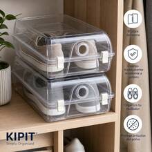 Transparent Stackable PP Plastic Shoe Box With Hinged Lid And Ventilation Holes For Closet Organization And Footwear Protection, Multiple Sizes - 查看 5