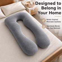 AVXLRQ Cooling U-Shaped Pregnancy Pillow, Full Body Support Maternity Pillow, Removable Polyester Pillowcase, Machine Washable, Soft And Comfortable - Navy Blue - View 6
