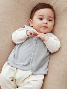 mini bala Baby Fine Velvet Belly‑Protect Vest, Versatile For Inner & Outer Wear, 2026 Fall‑Winter - Light Gray - View 2