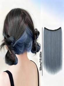 3pcs Women's Synthetic Long Straight Rainbow Hair Extensions, Halloween Dual-Tone Highlight Invisible Hair Pieces, Clip-In Hair Extensions, Ear-Hanging Hair Pieces, Highlight Hair Extensions, One-Piece Dopamine Colorful Gradient Hair Extensions, Seamless Volume Hair Extensions - Multicolor - View 12