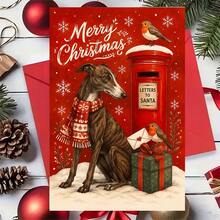 1 Greeting Card + 1 Envelope Cozy Festive Christmas Card Featuring A Dog And Birds With Letters To Post Merry Christmas For Friends Winter Art Style Greeting Card - Yellow Envelope - View 4