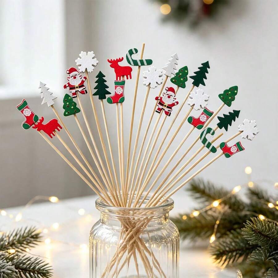 1/10/20/30/50/100/200pcs European Christmas Felt Decorative Picks Full ...