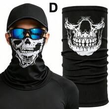 1pc Skull Print Ice Silk Sun Protection Face Mask, Windproof Breathable Magic Bandana, Cycling Motorcycle Outdoor Sports Face Cover, 5 Colors Available - Multicolor - View 4