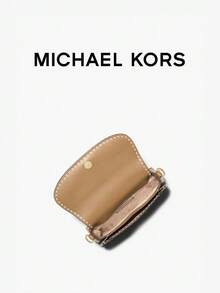 Michael Kors MK復古女款斜挎包，優雅翻蓋馬鞍肩背包，波希米亞風手提包，附可拆卸式肩帶 - 卡其色 - 查看 5