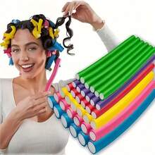 10pcs/Set Flexible Hair Curlers/Bendable Curling Rods, Heatless Hair Curler Set For Creating Soft Waves And Spiral Curls - Foam Hair Rollers Suitable For Short And Long Hair, DIY Heatless Hair Curlers, Random Color - Multiple Styles - View 5