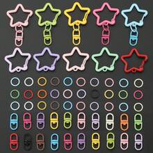 65pcs DIY Keychain Making Kit, Random Mixed Colors, Includes 50pcs Open Jump Rings, 10pcs Swivel Lobster Clasps, 5pcs Star-Shaped Spring Clasps, Suitable For DIY Doll Keychain, Bag Charm, Car Key Chain, Portable Hook Accessories, Keychain Making Materials, DIY Keychain Accessories - Accessory Set - View 10