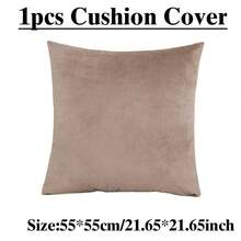 1/4pcs Solid Color Velvet Active Dyeing Pillow Cover (Pillow Insert Not Included) - Khaki - View 13