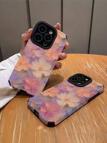 1件花卉圖案柔軟手機殼，相容於 Apple 及多款機型 - 彩色 - 查看 2