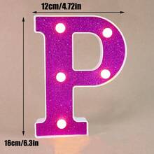 1pc 16cm Purple LED Letter Light, Alphanumeric Night Light, Battery Powered LED Light, Light‑Up Number Sign For Anniversary, Birthday Party Decoration, Wedding Background Decoration, Christmas And Halloween Party Home Bedroom Night Light. - Purple - View 43