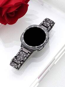 水鑽錶帶 + 錶殼套組，相容於 Galaxy Watch9/8 40mm 與 44mm。優雅時尚亮面金屬水鑽錶帶，防摔防刮水鑽錶殼，適合休閒、派對、商務，女性智慧手錶錶帶與錶殼 - 閃鑽錶帶+錶殼-黑色 - 查看 6