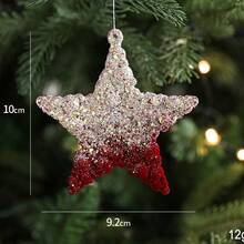 1 buah/Hiasan Gantung Natal Gradien Merah & Putih, Bintang Berujung Lima & Angsa, Aksesori Dekorasi Pohon Natal - Merah - View 2