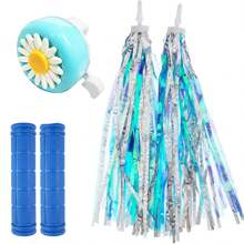 3pcs Bicycle Handlebar Tassels, Artificial Flowers, Bicycle Bell And Bicycle Handlebar Grip - Multicolor - View 2