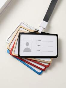 2/6 Sets Multicolor Aluminum Alloy ID Card Holders With Lanyards, Double-Sided Transparent Window Badge Holders, Suitable For Office Staff, Teachers, Nurses, Exhibitions, Back To School, Campus, Events, Detachable Lanyards - Multiple Specifications - View 3